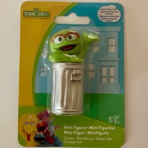 Sesame Street Oscar Figure in Silver Trash Can